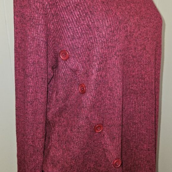 * STUDIO 1886 Maroon Button Trim Accents Turtleneck Tunic Ladies L 12 14 - Picture 5 of 6